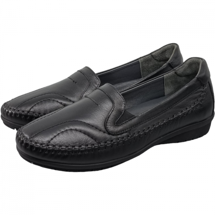 Pantofi Damă Casual Confort Din Piele Naturală Neagră 5042 [4]