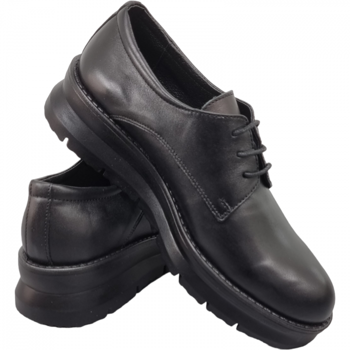 Pantofi Damă Casual Confort Din Piele Naturală Neagră 5046 [3]