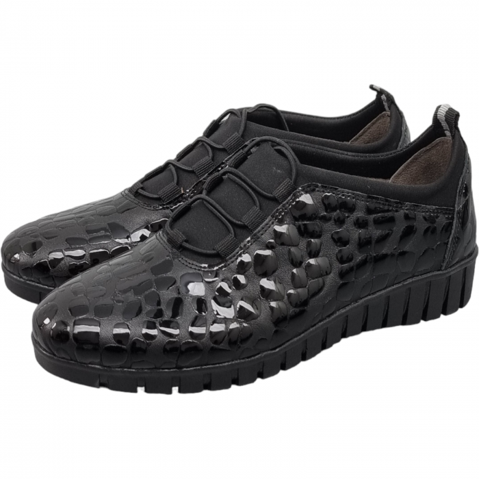 Pantofi Damă Casual Confort Din Piele Naturală Neagră  5045 [4]