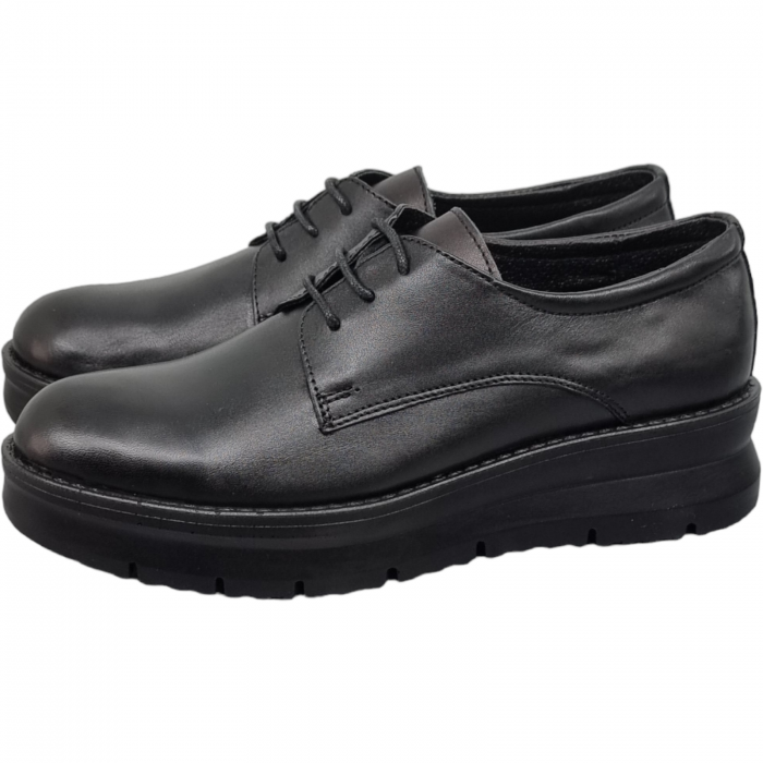 Pantofi Damă Casual Confort Din Piele Naturală Neagră 5046 [4]