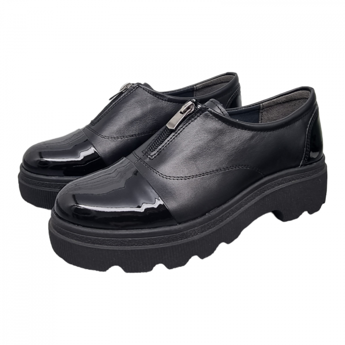 Pantofi Damă Casual Confort Din Piele Naturală Neagră 5138 [4]