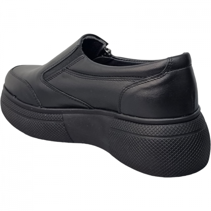 Pantofi Damă Casual Confort Din Piele Naturală Neagră 5076 [5]