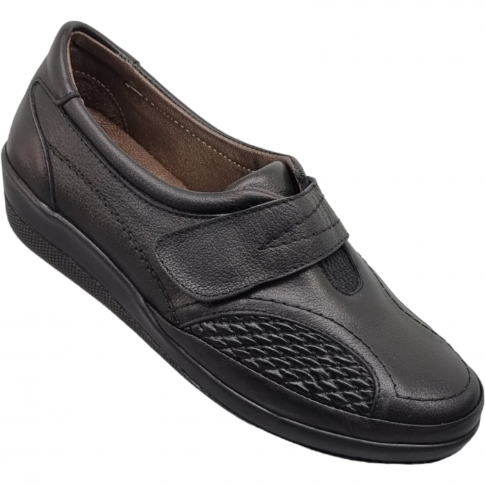 Pantofi Damă Casual Confort Din Piele Naturală Neagră 5140 [2]