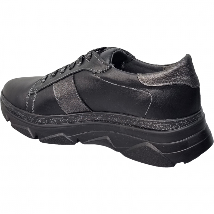 Pantofi Damă Casual Confort Din Piele Naturală Neagră 5077 [4]