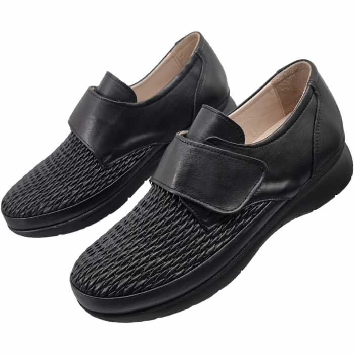 Pantofi Damă Casual Confort Din Piele Naturală Neagră 5075 [3]