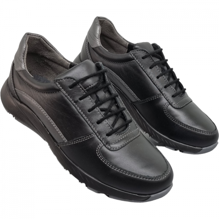 Pantofi Damă Casual Confort Din Piele Naturală Neagră 5084 [3]