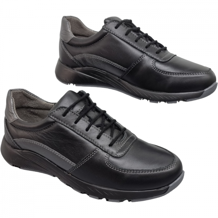 Pantofi Damă Casual Confort Din Piele Naturală Neagră 5084 [5]