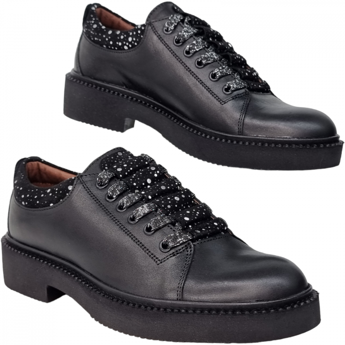 Pantofi Damă Casual  Din Piele Naturală Neagră 5078 [2]