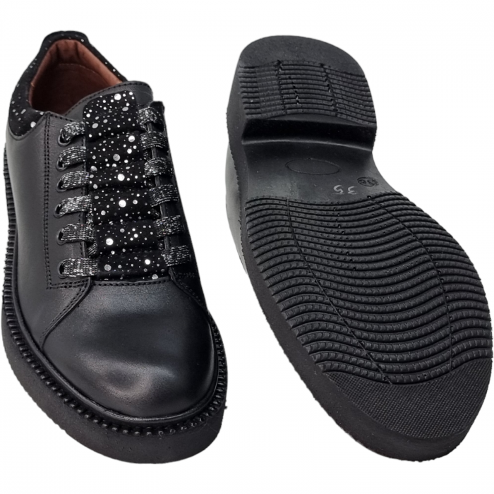 Pantofi Damă Casual  Din Piele Naturală Neagră 5078 [5]