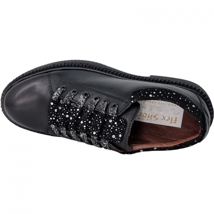 Pantofi Damă Casual  Din Piele Naturală Neagră 5078 [6]