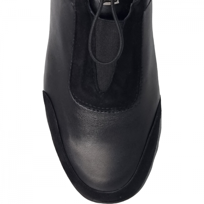 Pantofi Damă Casual Confort Din Piele Velur Naturală Neagră 5089 [4]