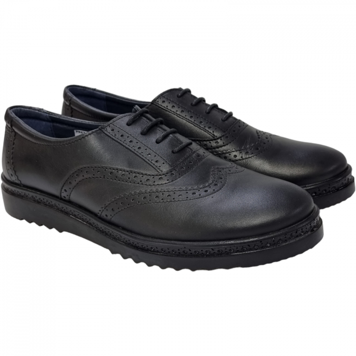 Pantofi Damă Casual Confort Din Piele Naturală Neagră 5062 [2]