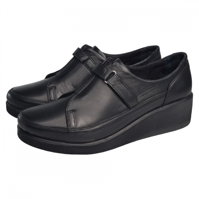 Pantofi Damă Casual Confort Din Piele Naturală Neagră 5106 [2]