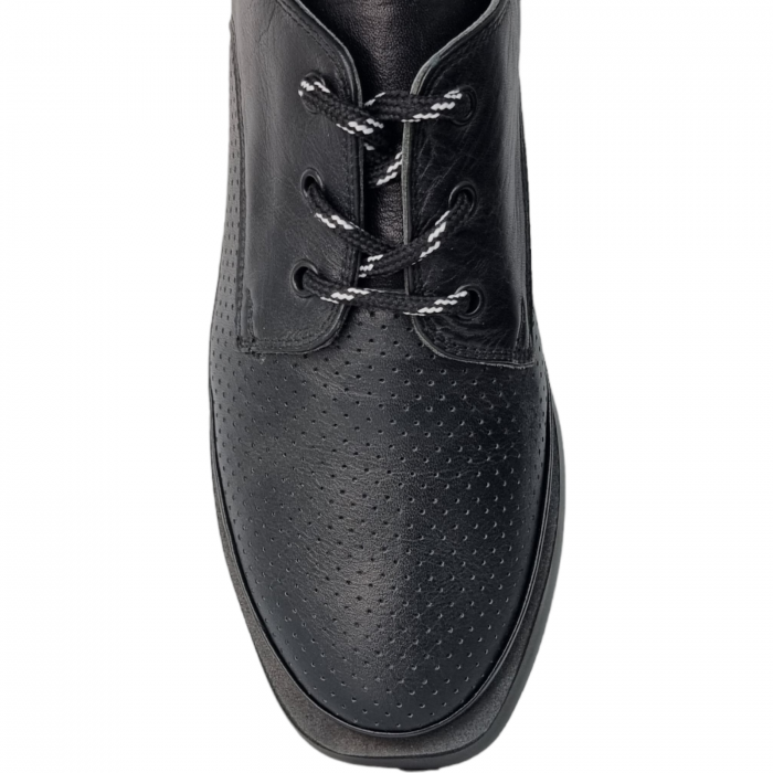 Pantofi Damă Casual Confort Din Piele Naturală Perforată Neagră 5109 [3]