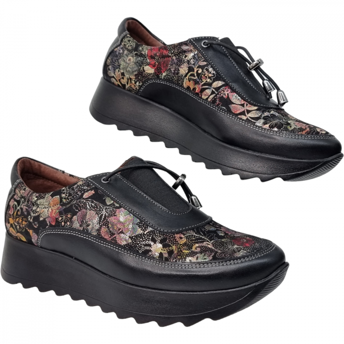 Pantofi Damă Casual Confort Din Piele Naturală Neagră 5079 [3]
