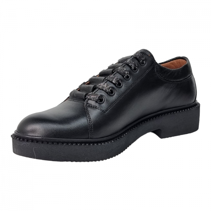 Pantofi Damă Casual Confort Din Piele Naturală Neagră 5081 [4]