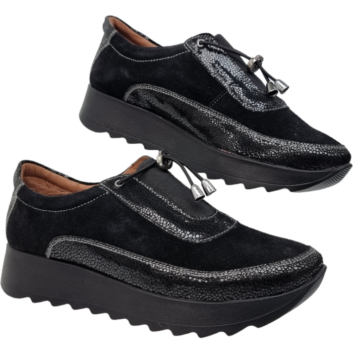 Pantofi Damă Casual Confort Din Piele Naturală Neagră 5083 [3]
