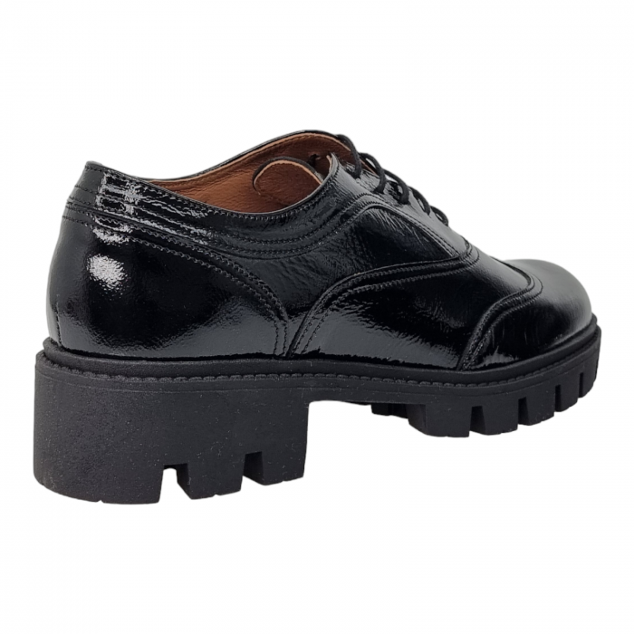 Pantofi Damă Casual Confort Din Piele Naturală Lăcuită Neagră 5084 [5]