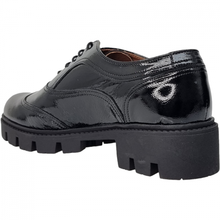 Pantofi Damă Casual Confort Din Piele Naturală Lăcuită Neagră 5084 [4]