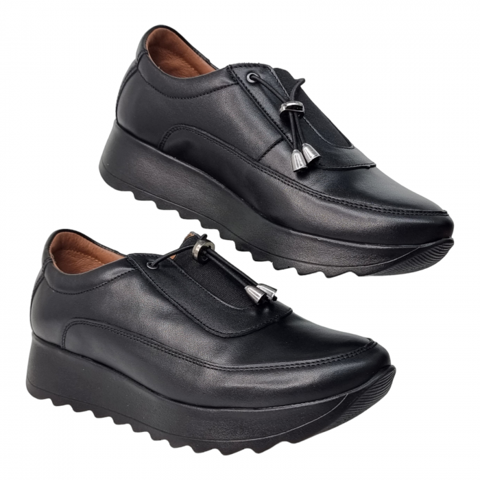 Pantofi Damă Casual Confort Din Piele Naturală Neagră 5086 [2]