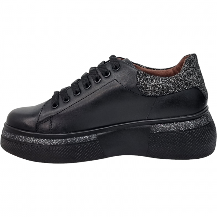 Pantofi Damă Casual Confort Din Piele Naturală Neagră 5089 [2]