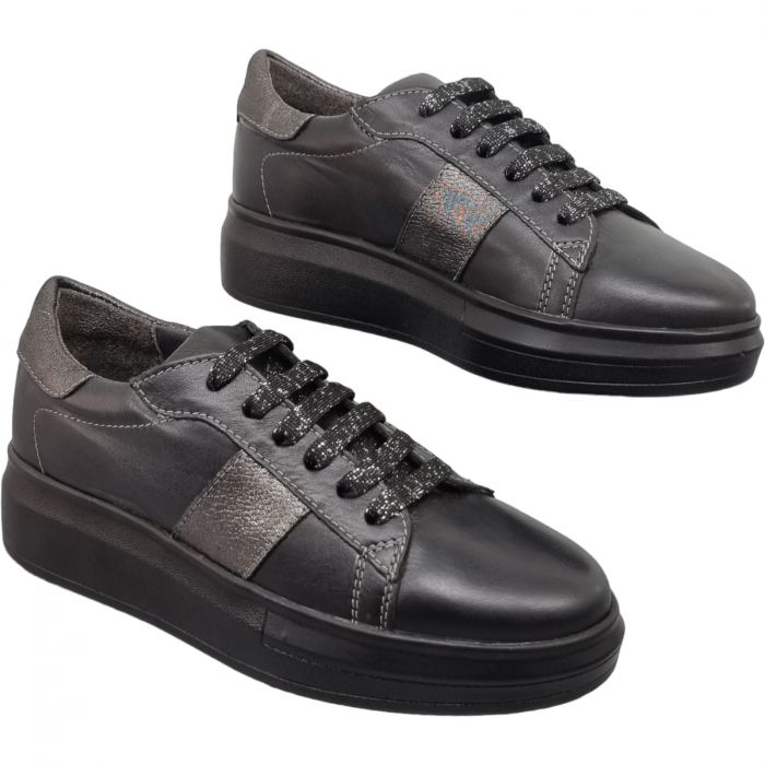 Pantofi Damă Casual Confort Din Piele Naturală Neagră 5013 [4]