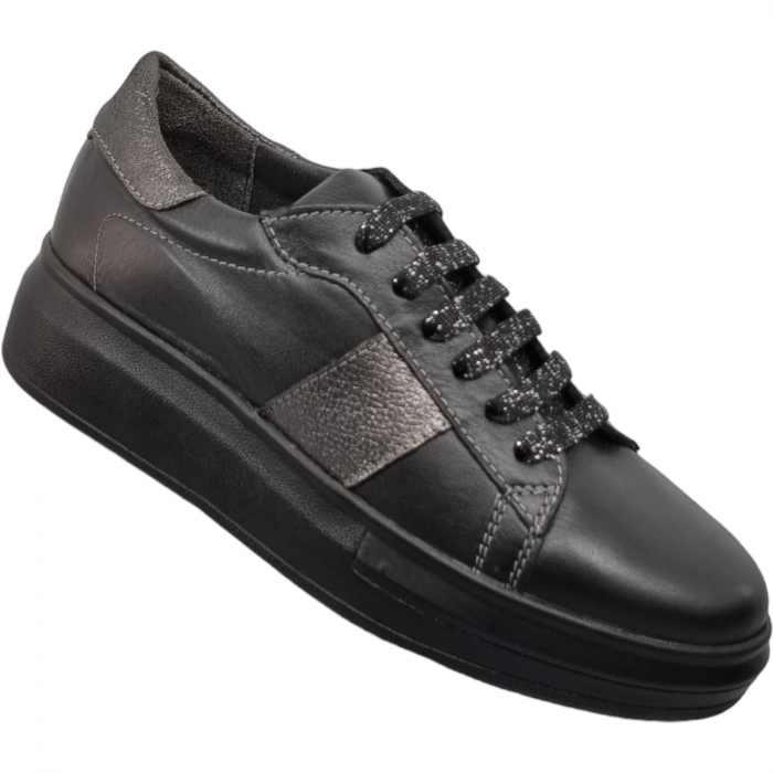 Pantofi Damă Casual Confort Din Piele Naturală Neagră 5013 [3]