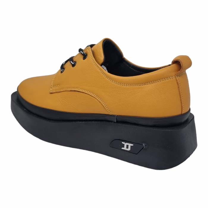 Pantofi Damă Casual Confort Din Piele Naturală Galbenă 5064 [3]