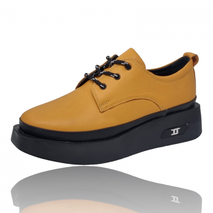 Pantofi Damă Casual Confort Din Piele Naturală Galbenă 5064 [2]