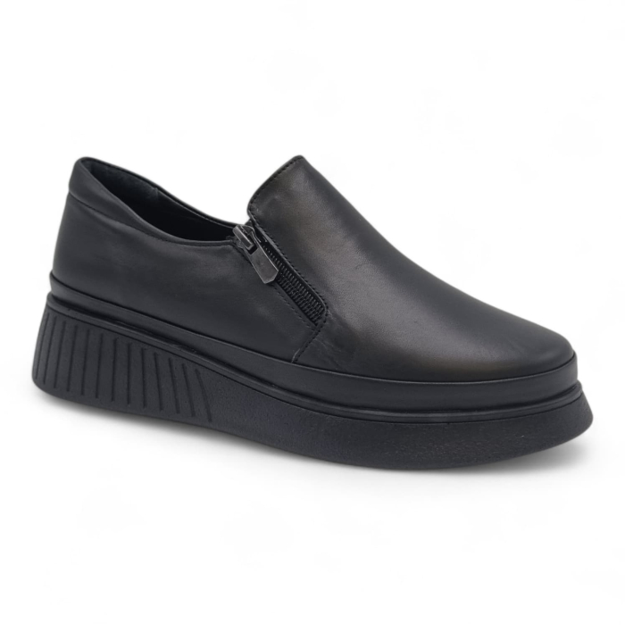 Pantofi Damă Casual Confort Din Piele Naturală Neagră 25441 [2]
