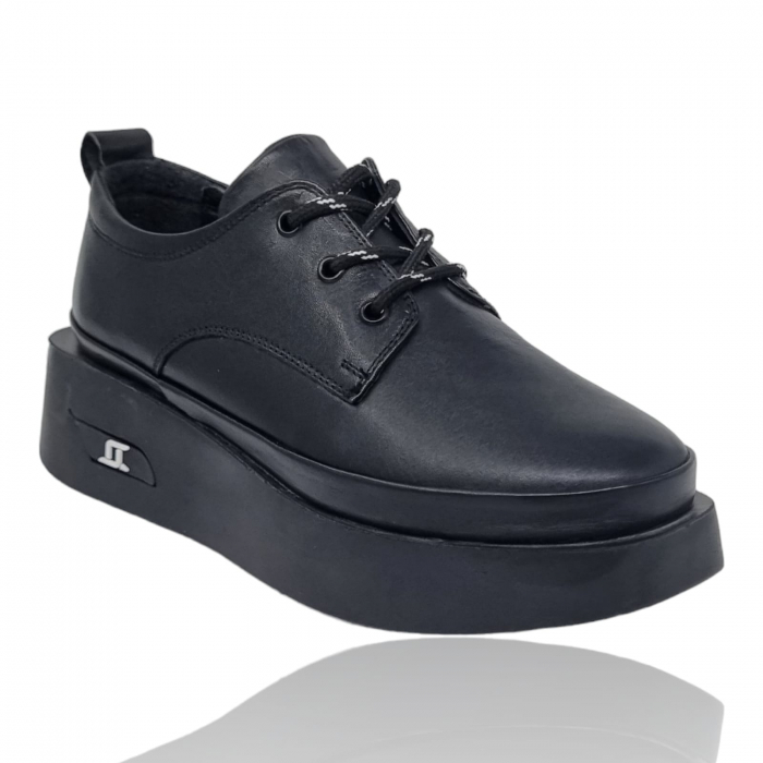 Pantofi Damă Casual Confort Din Piele Naturală Neagră 5041 [3]