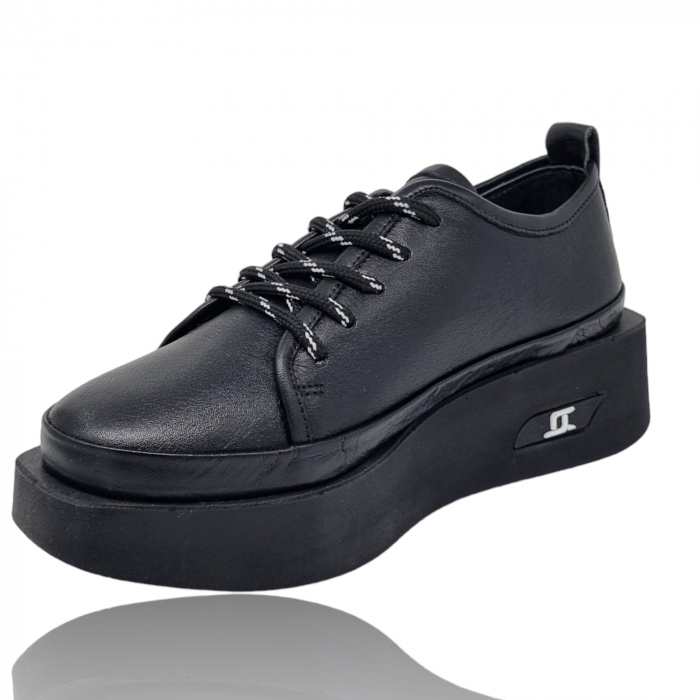 Pantofi Damă Casual Confort Din Piele Naturală Neagră 5108 [4]