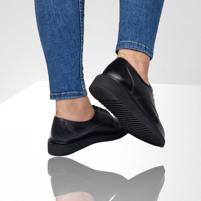 Pantofi Damă Casual Confort Din Piele Naturală Neagră 5073 [5]