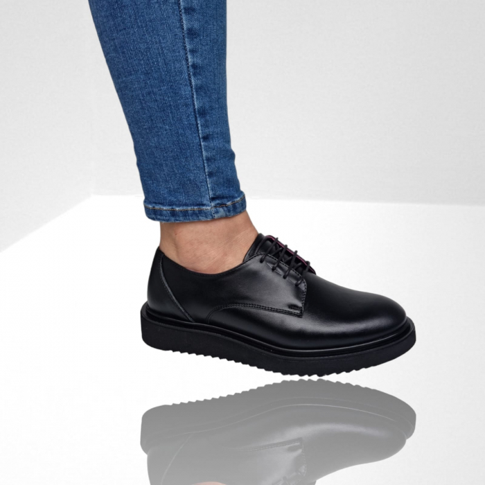Pantofi Damă Casual Confort Din Piele Naturală Neagră 5073 [3]