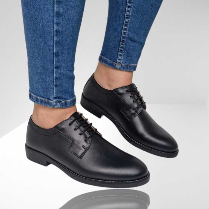 Pantofi Damă Casual Confort Din Piele Naturală Neagră 5072 [3]