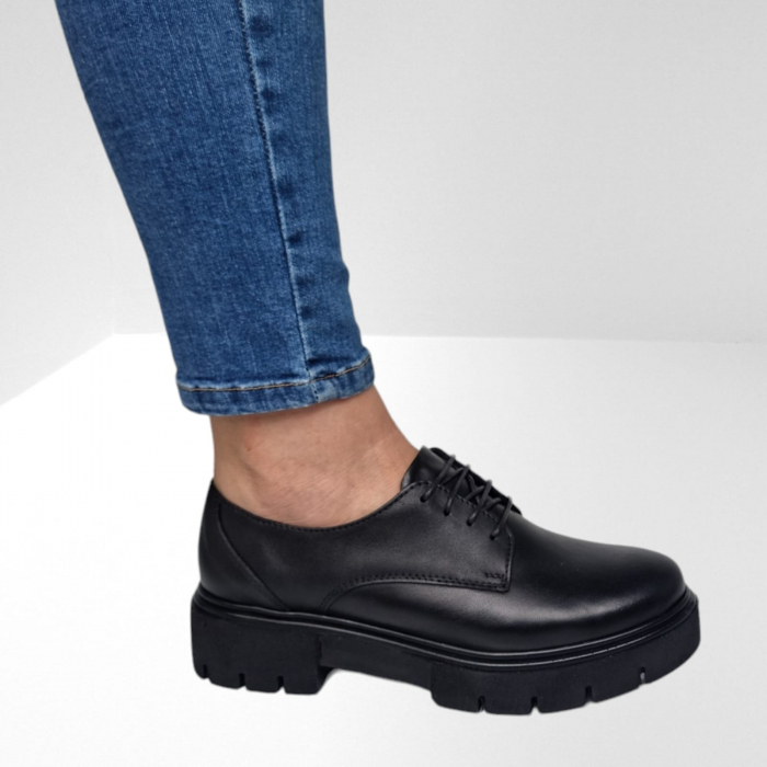 Pantofi Damă Casual Confort Din Piele Naturală Neagră 5071 [3]