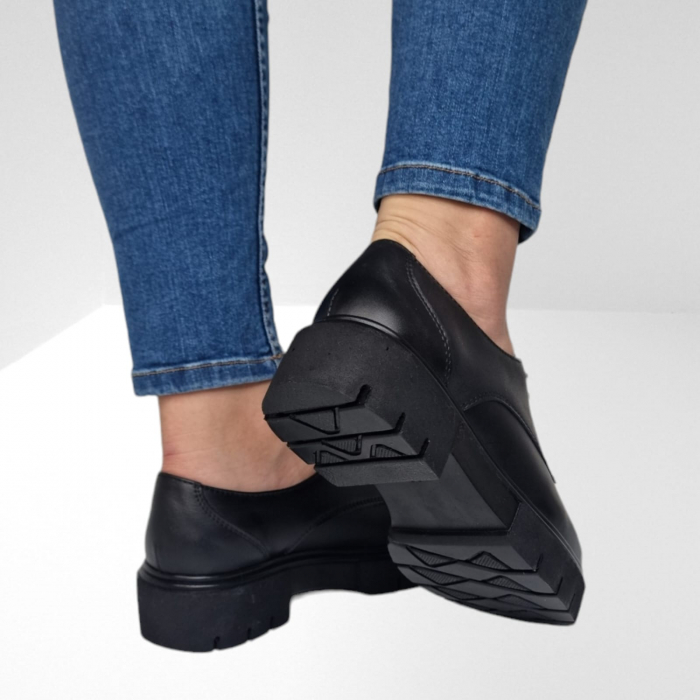 Pantofi Damă Casual Confort Din Piele Naturală Neagră 5071 [5]