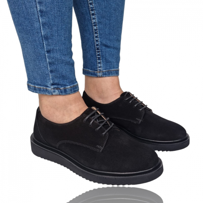 Pantofi Damă Casual Confort Din Piele Naturală Neagră 5069 [7]