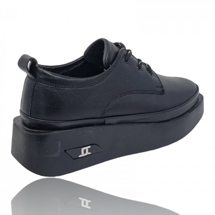 Pantofi Damă Casual Confort Din Piele Naturală Perforată Neagră 5109 [4]
