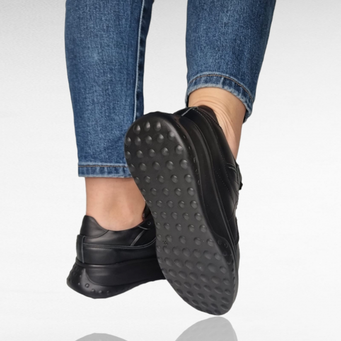 Pantofi Damă Casual Confort Din Piele Naturală Neagră 5132 [4]