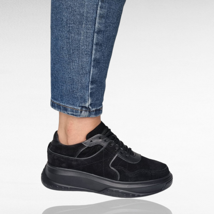 Pantofi Damă Casual Confort Din Piele Neagră 5133 [3]