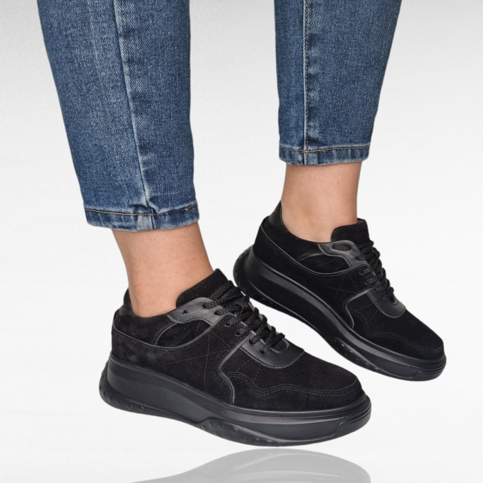Pantofi Damă Casual Confort Din Piele Neagră 5133 [4]