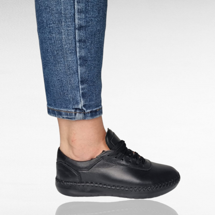 Pantofi Damă Casual Confort Din Piele Neagră 5134 [4]