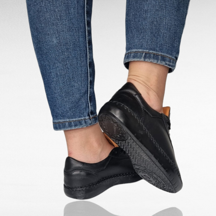 Pantofi Damă Casual Confort Din Piele Neagră 5134 [5]