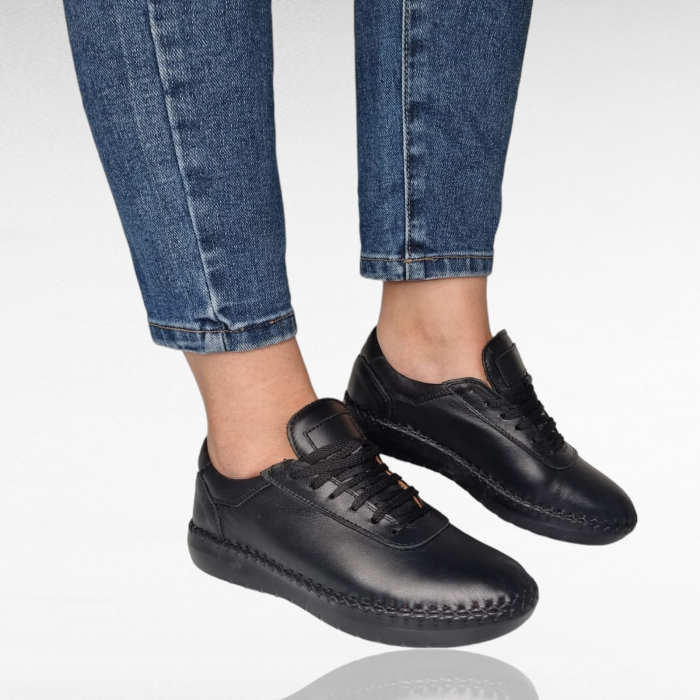 Pantofi Damă Casual Confort Din Piele Neagră 5134 [6]