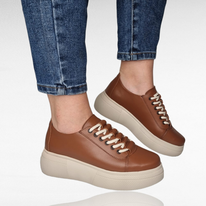Pantofi Damă Casual Confort Din Piele Naturală Maro 5137 [3]