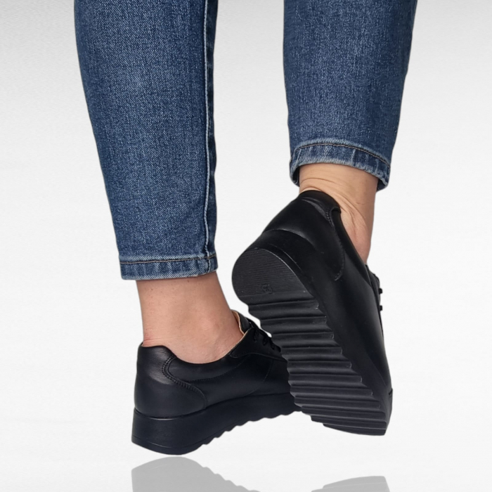 Pantofi Damă Casual Confort Din Piele Neagră 5144 [5]