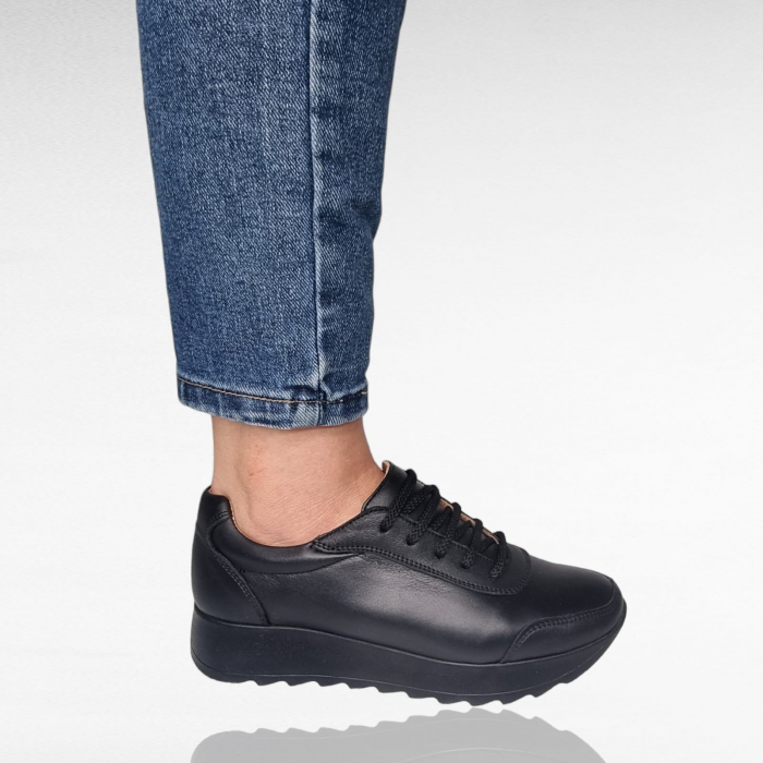 Pantofi Damă Casual Confort Din Piele Neagră 5144 [3]