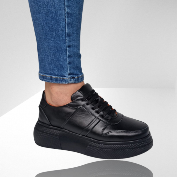 Pantofi Damă Casual Confort Din Piele Neagră 5146 [3]