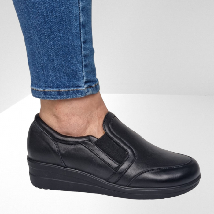 Pantofi Damă Casual Confort Din Piele Neagră 5147 [3]